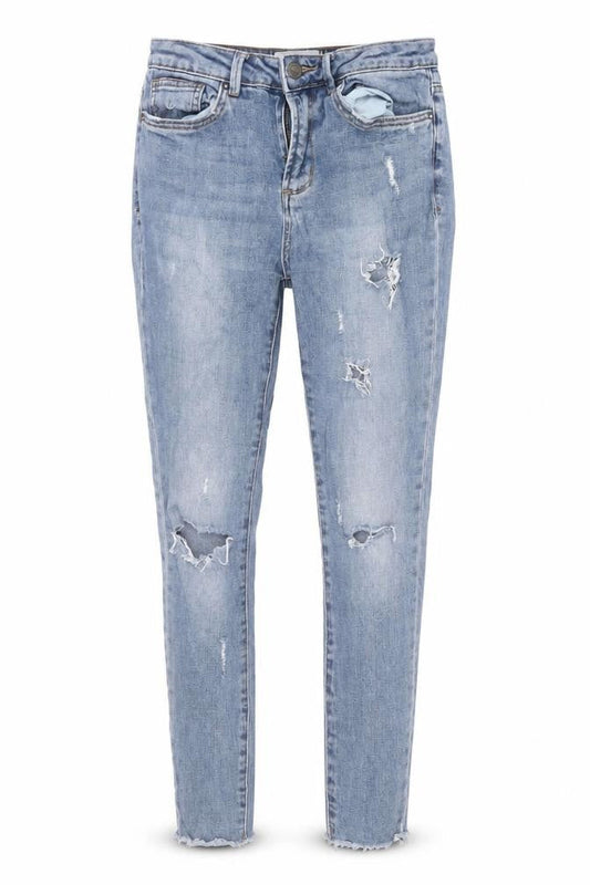 New Look Women's Blue Skinny Distressed Jeans Size 8