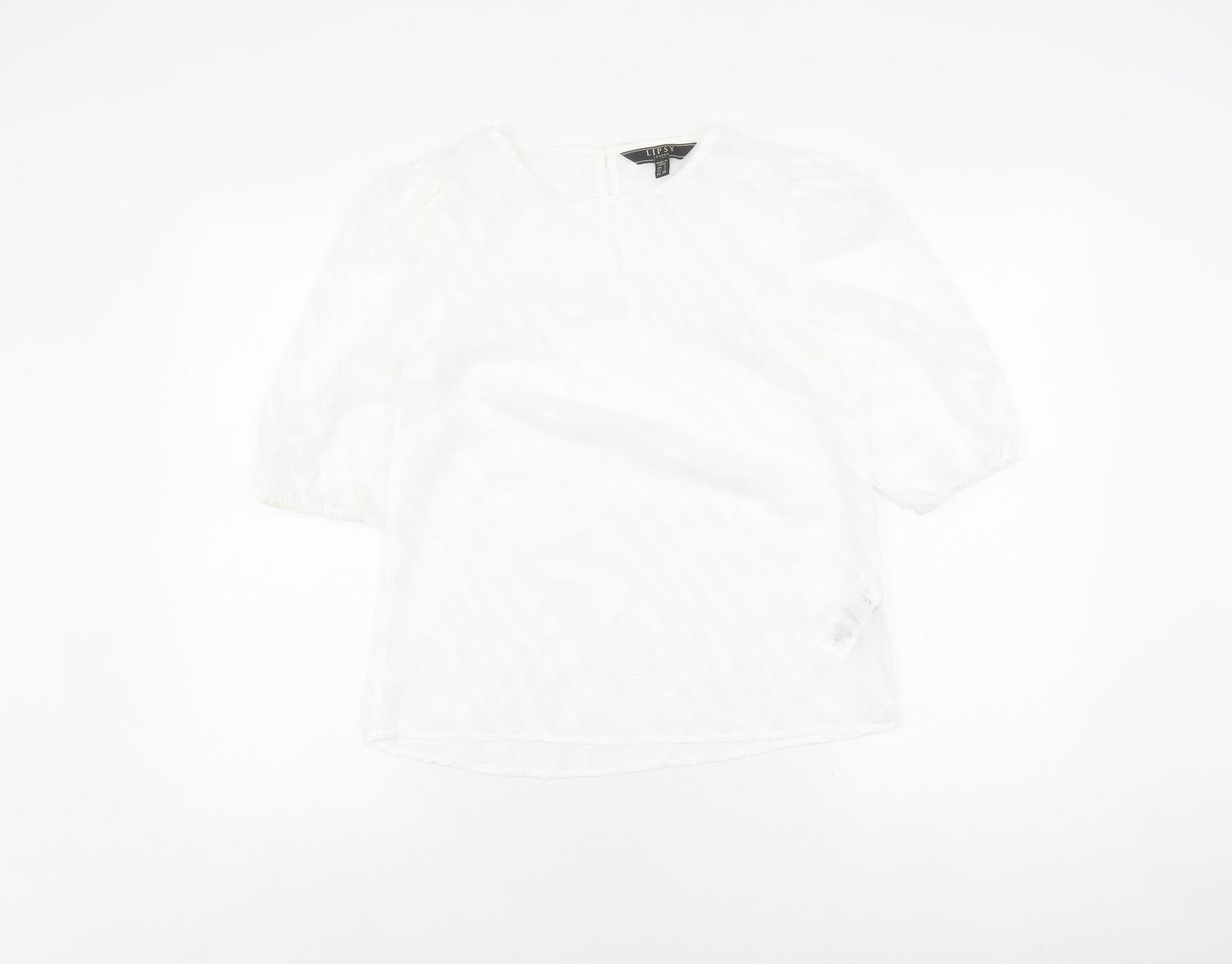 Lipsy Women's White Blouse UK 6 Crew Neck Casual Wear
