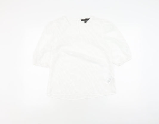 Lipsy Women's White Blouse UK 6 Crew Neck Casual Wear