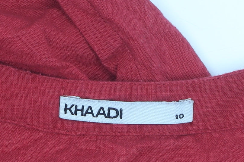Khaadi Women’s Red Embroidered Cotton Dress Size 10
