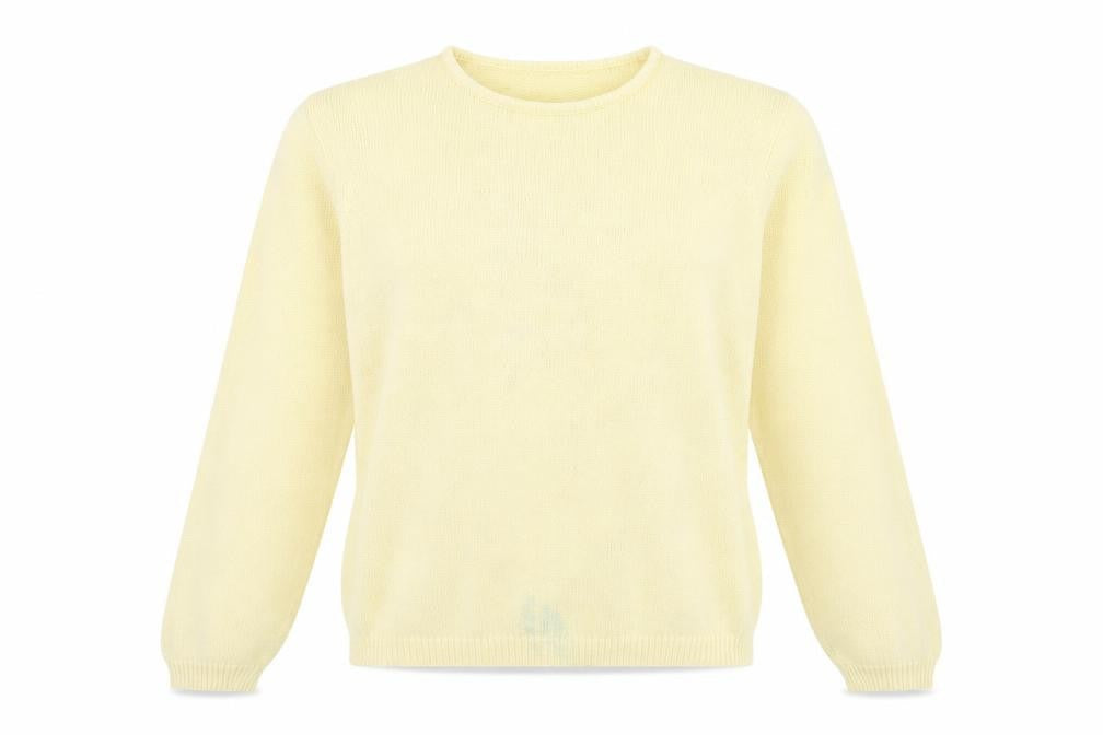 EWM Women's Yellow Crew Neck Cotton Jumper Size L