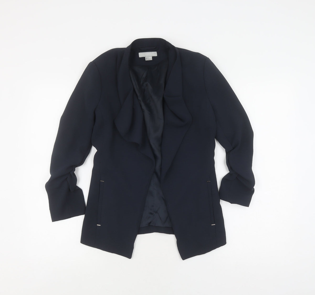 H&M Women Black Blazer Size 4 Long Sleeve Polyester