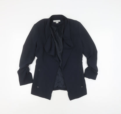 H&M Women Black Blazer Size 4 Long Sleeve Polyester