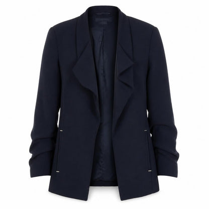 H&M Women Black Blazer Size 4 Long Sleeve Polyester