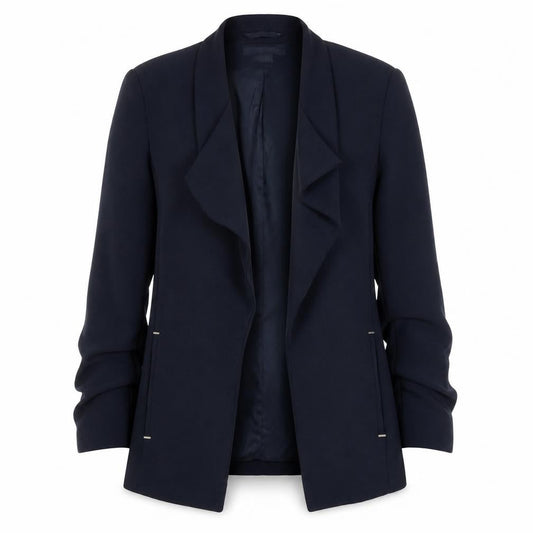 H&M Women Black Blazer Size 4 Long Sleeve Polyester