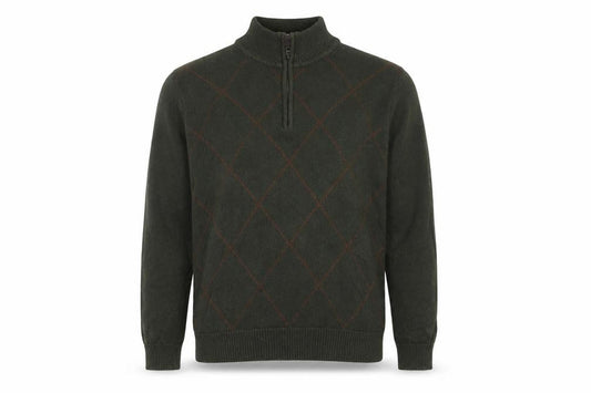BHS Men's Green Argyle High Neck Pullover Jumper M