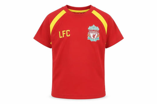 Front view of LFC boys’ red football jersey 6-7 years short sleeve
