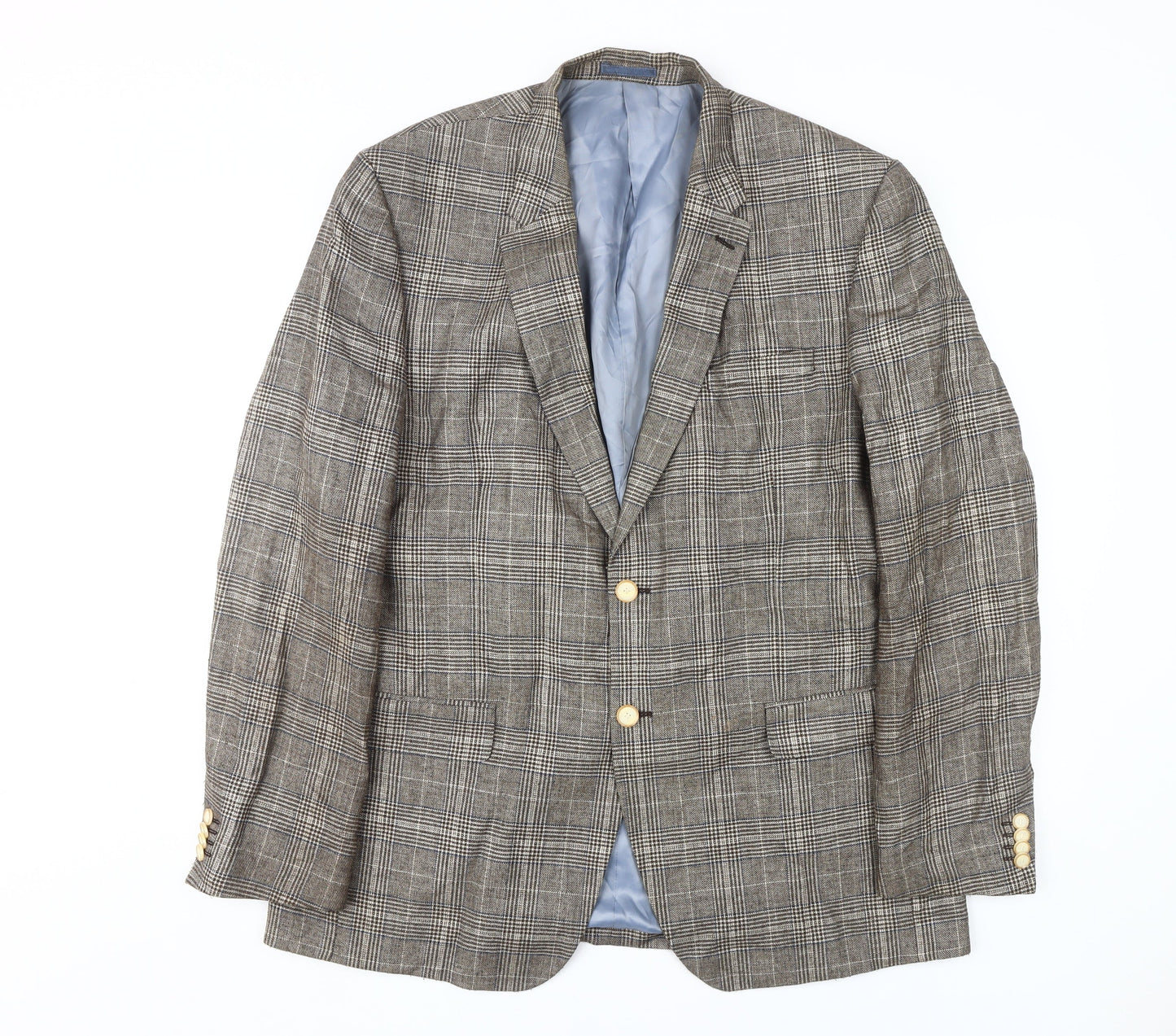 Marks and Spencer Men's Grey Check Blazer - 44 Long
