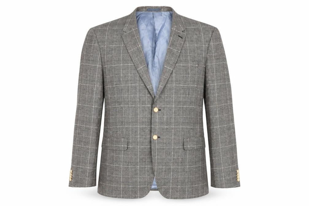 Marks & Spencer Men's Grey Check Blazer - 44 Long