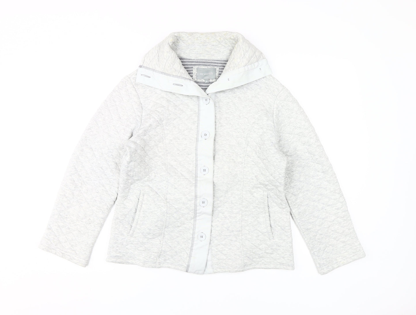 Per Una Women's Grey Quilted Hooded Jacket M