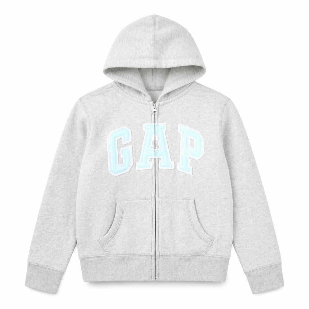 Gap Girls Grey Hoodie, Logo, Size 12, Full Zip, Casual Wear