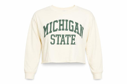 Michigan Womens State University White Cropped T-Shirt M