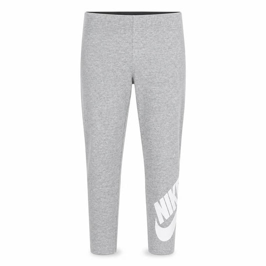 Front view of Nike girls’ grey leggings 6 years elastic waist athleisure