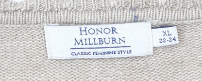 Close-up detail of Honor Millburn Women's Beige XL Cardigan