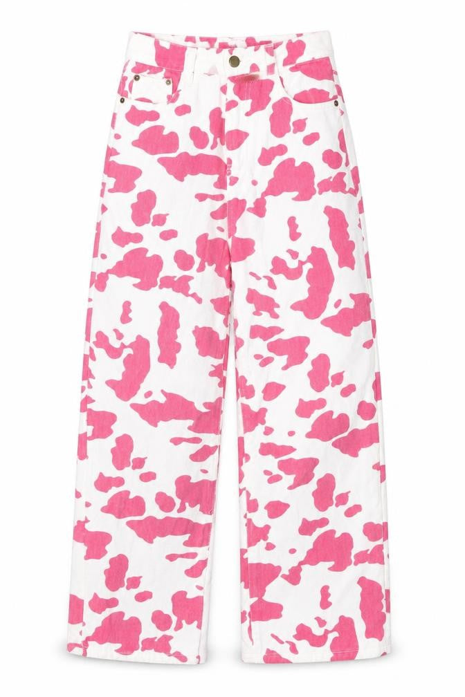 Shekou Women's Pink Animal Print Jeans, Size S