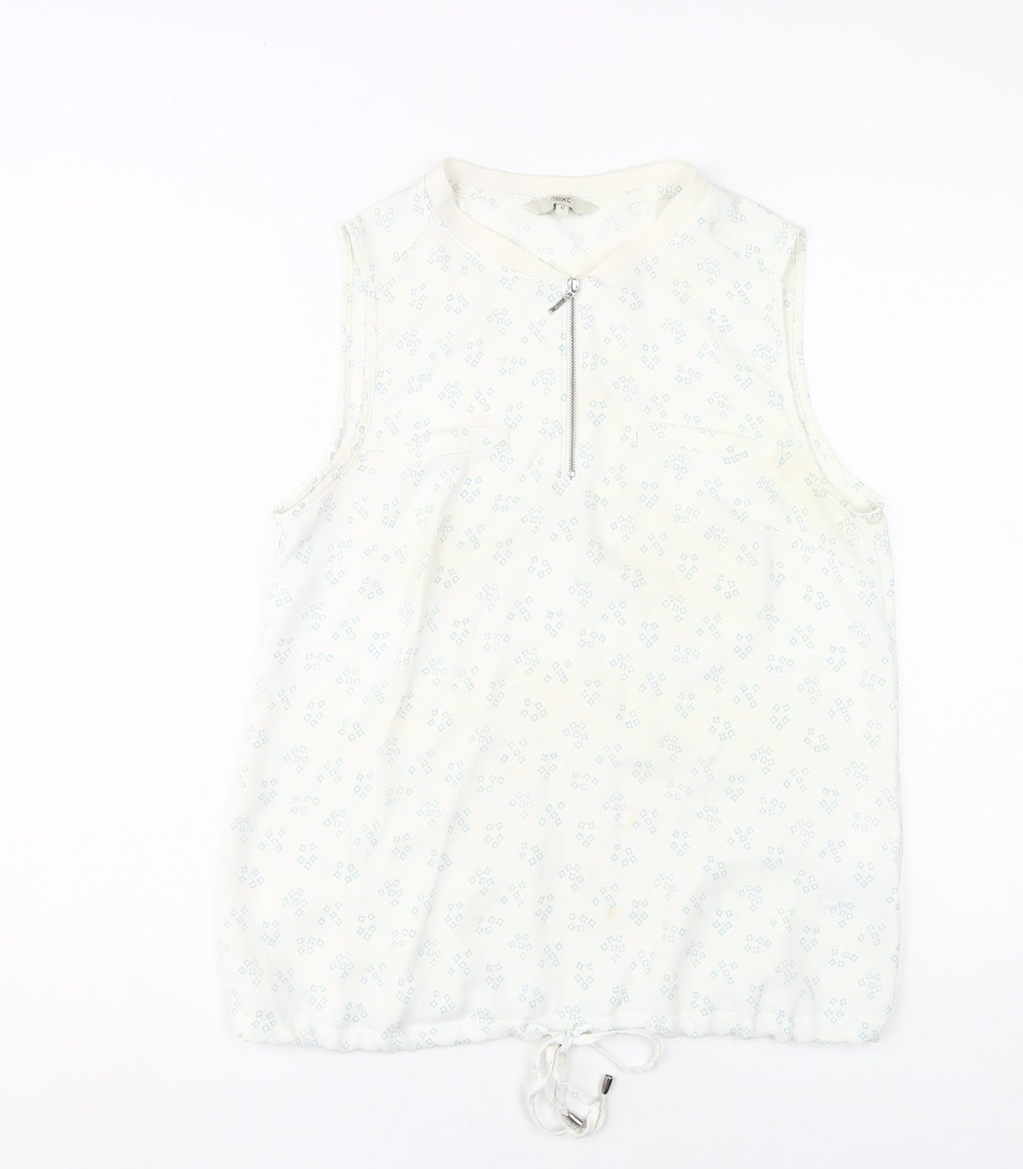 Next Women's White Sleeveless Top, Size 12, Zip Accent