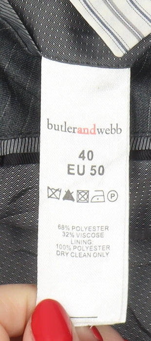 Butler & Webb Grey Men's Blazer 40, Striped Classic