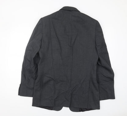 Back view of Jaeger Men's Grey Wool Blazer 40R Classic Style