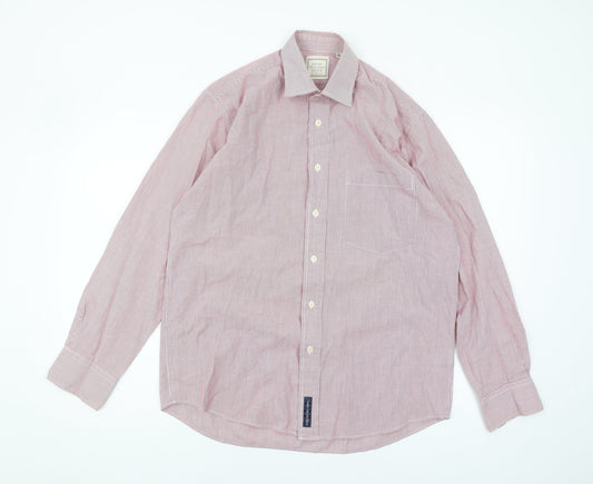 Savoy Taylors Guild Men's Red Striped Button-Up Shirt