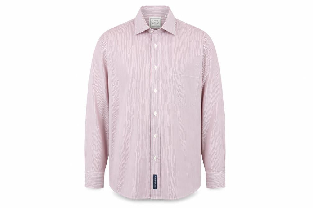 Savoy Taylors Guild Men's Red Striped Button-Up Shirt