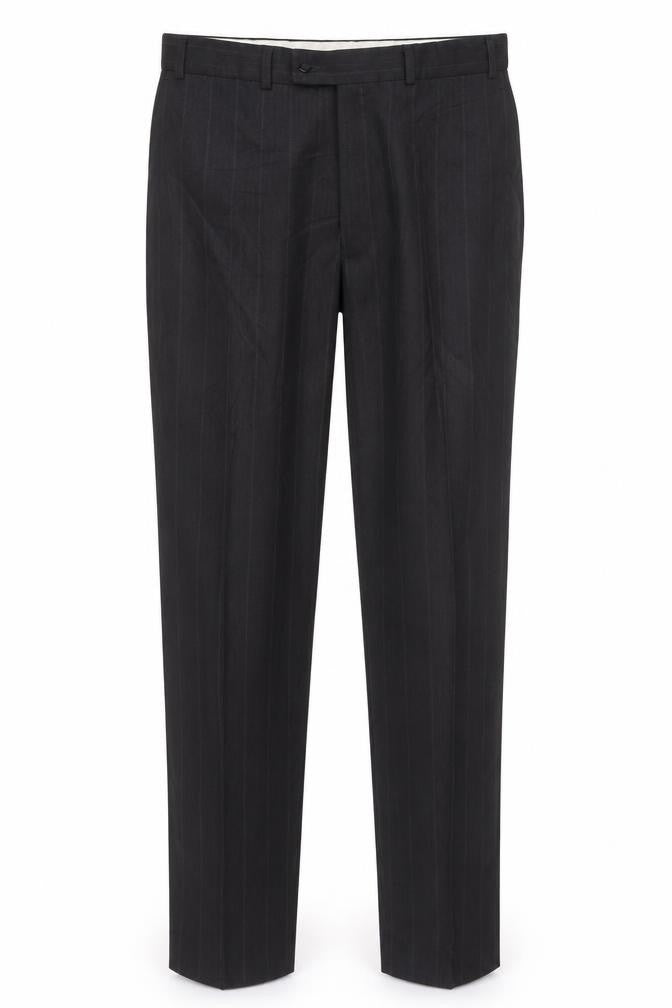 Three Shires Men's Black Dress Pants, Striped, Size 40