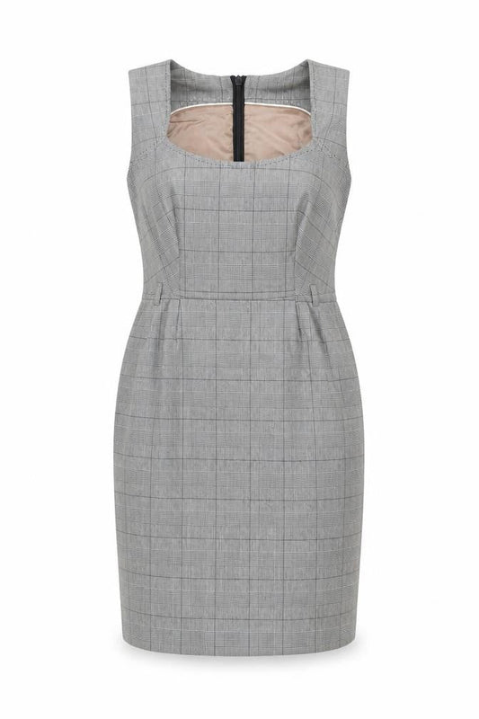 Next Petite Grey Check Sheath Dress, Women Size 10
