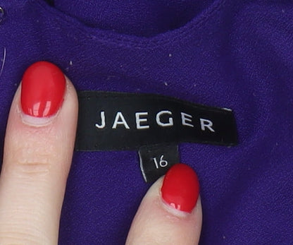 Brand and care label for Jaeger Women's Purple Sleeveless Top UK 16