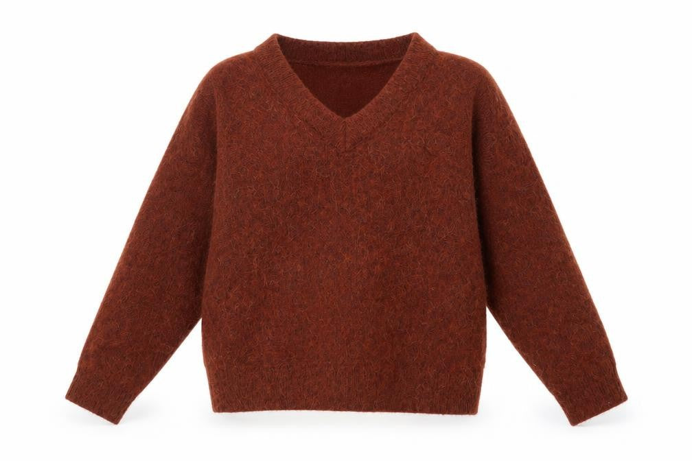 Selected Femme Women's Brown V-Neck Pullover Jumper L