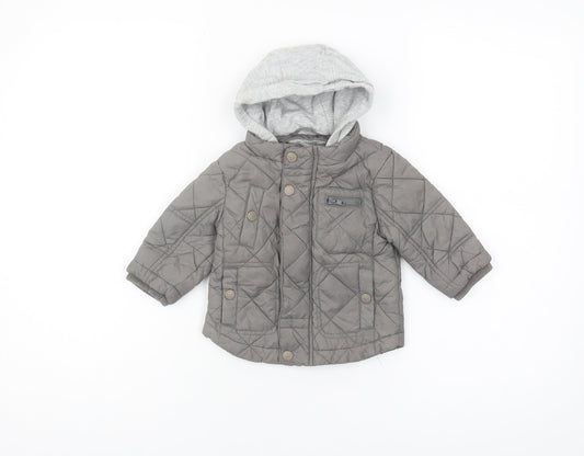 Next Unisex Baby Grey Quilted Jacket 6-9 Months