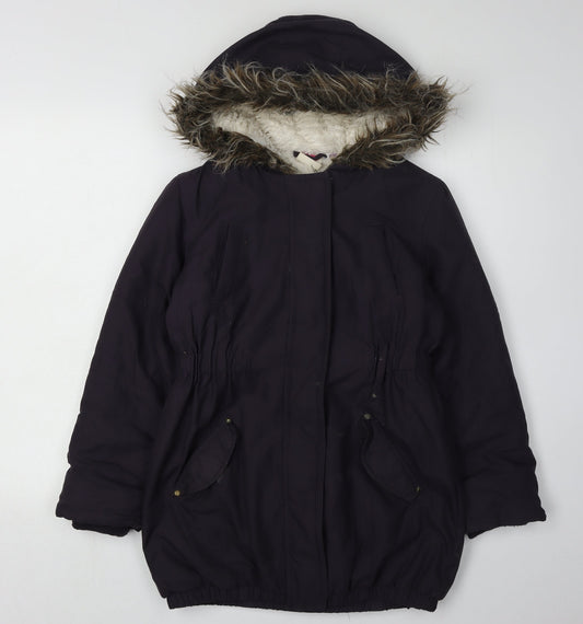 John Lewis Girls Black Parka Coat, Size 10 Years