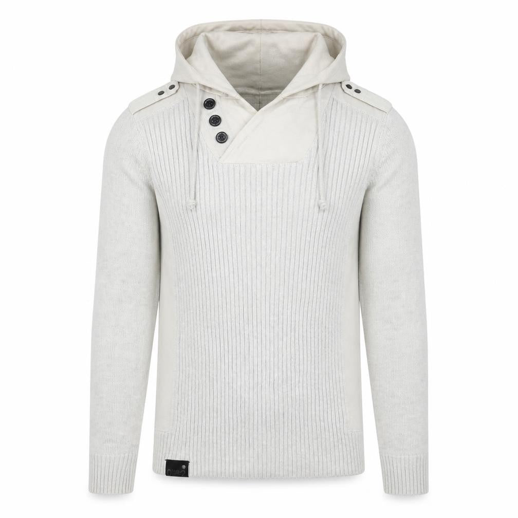 Next Men's Grey Cotton Pullover Hoodie, S, Button Accent