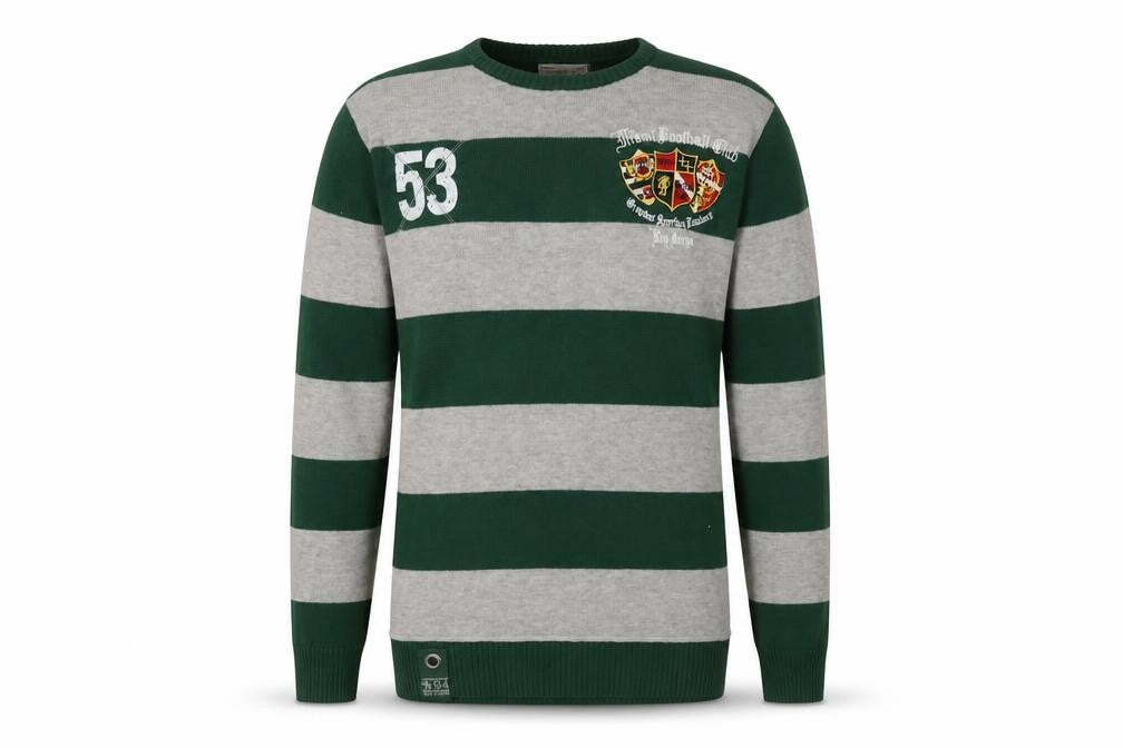 Key Largo Men's Green Striped Pullover Jumper M