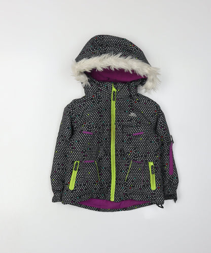 Additional front view of Trespass girls’ multicoloured puffer jacket 2-3 years