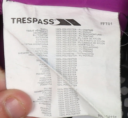 Brand and care label for Trespass girls’ multicoloured puffer jacket 2-3 years