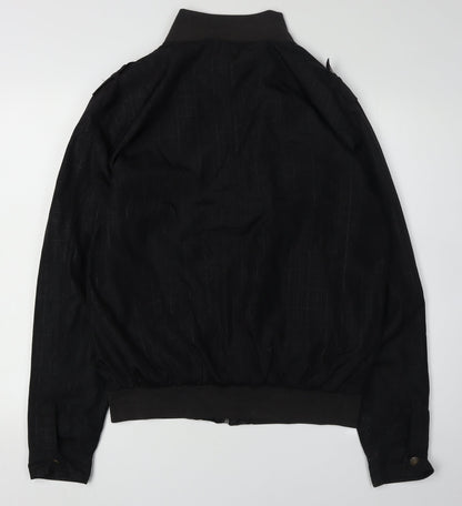 Smog Men's Black Bomber Jacket, Size L, Geometric Pattern