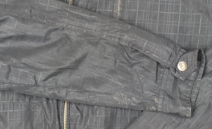 Smog Men's Black Bomber Jacket, Size L, Geometric Pattern
