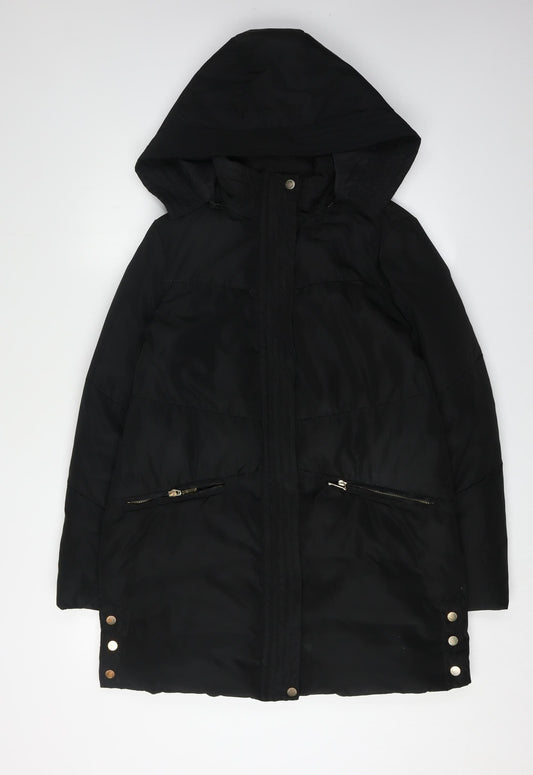 Tintoretto Women's Black Hooded Puffer Jacket Size 10