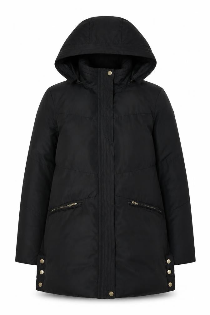 Tintoretto Women's Black Hooded Puffer Jacket Size 10