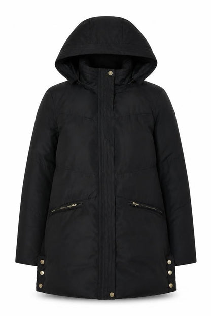 Tintoretto Women's Black Hooded Puffer Jacket Size 10