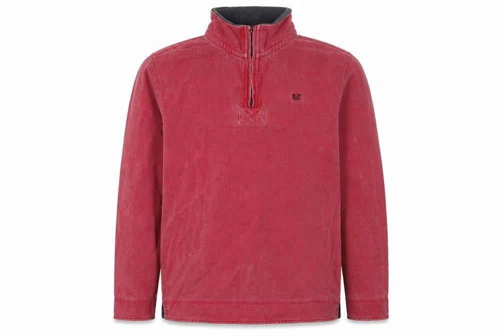 Crew Clothing Co. Red Men's 1/4 Zip Sweatshirt L
