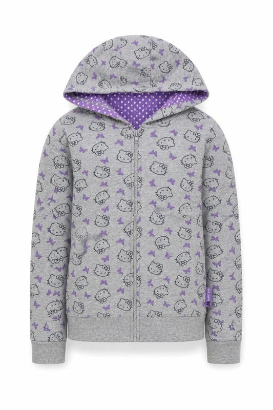 Hello Kitty Girls Grey Zip Hoodie 7 Yrs Cartoon Character