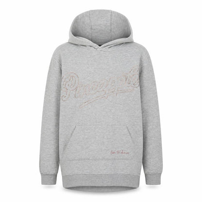 Front view of Pineapple girls’ grey hoodie pullover 9-10 years embroidered