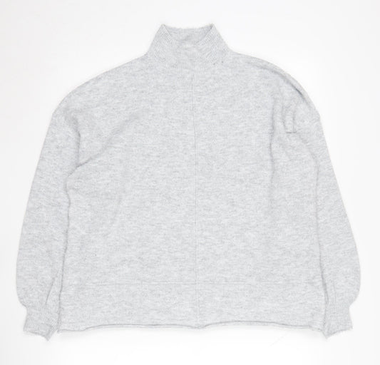 Miss Selfridge Women's Grey High Neck Jumper Size 10