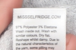 Close-up detail of Miss Selfridge Women's Grey High Neck Jumper, size 10