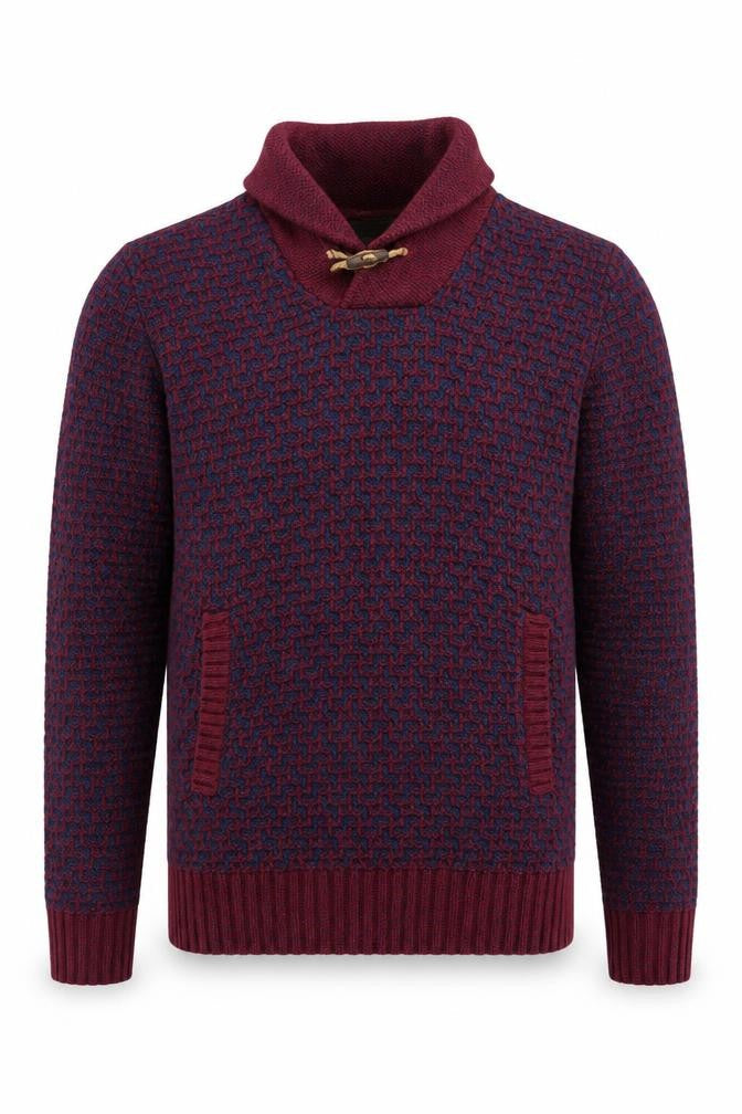 H&M Men's Red Pullover Jumper M Geometric Knit