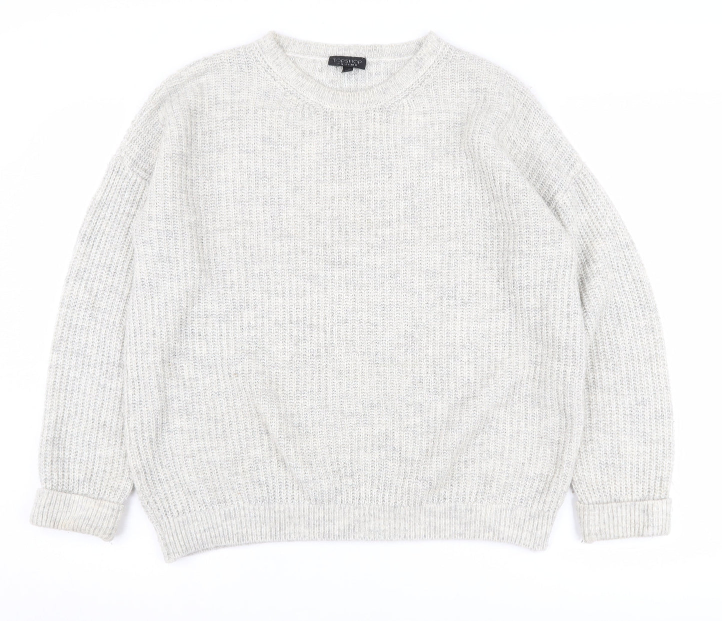 Topshop Women's Grey Chunky-Knit Pullover Jumper UK 10