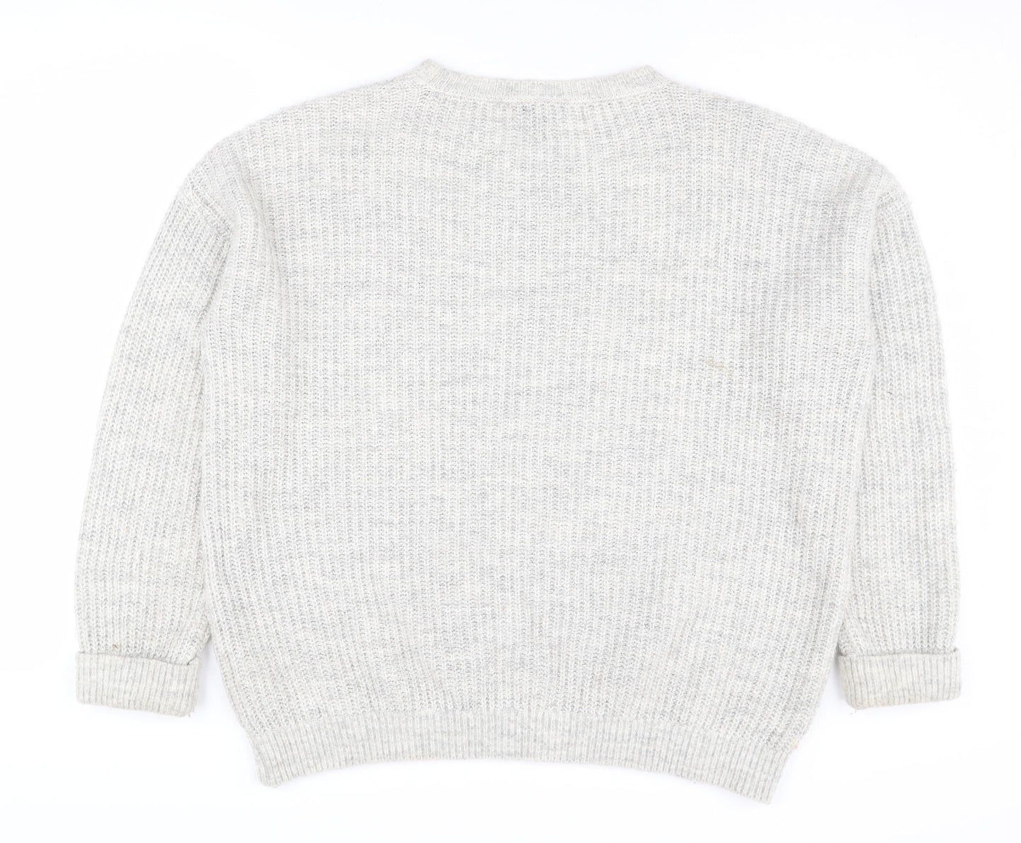 Topshop Women's Grey Chunky-Knit Pullover Jumper UK 10