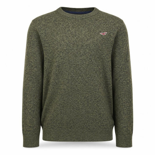 Hollister Men's Green Crew Neck Pullover Jumper, Size S