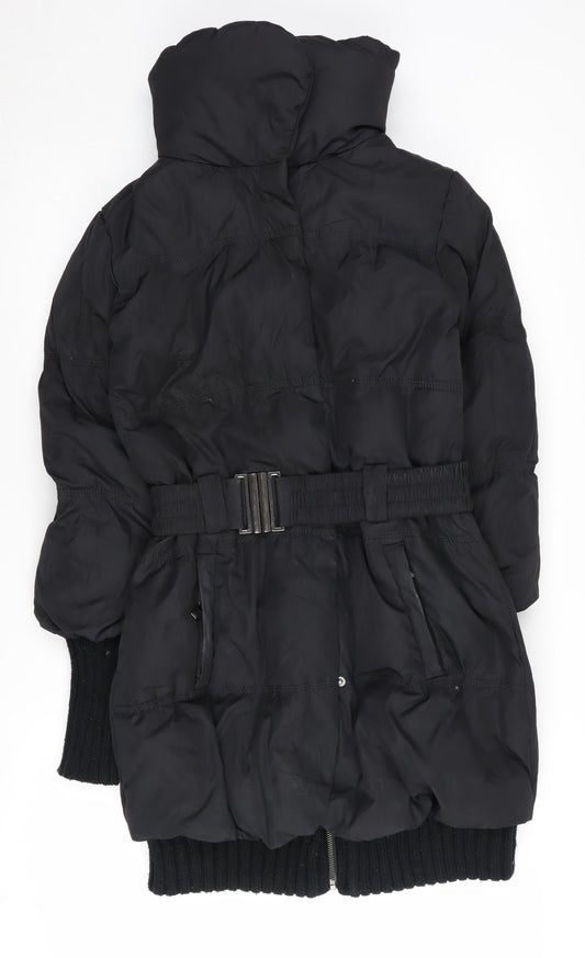 Amisu Women's Black Puffer Jacket Size 6 Belted