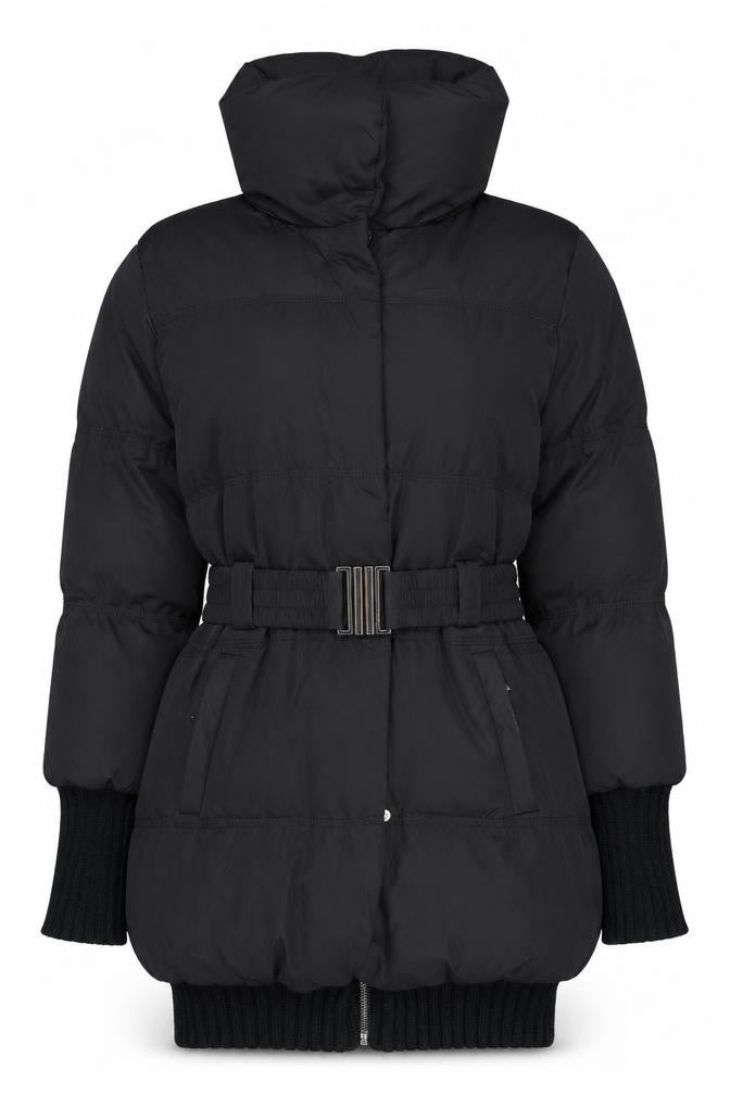 Amisu Women's Black Puffer Jacket Size 6 Belted